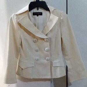 Nanette Lepore Cream Double-Breasted Blazer